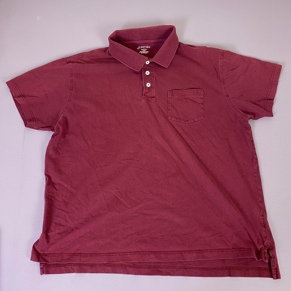 St. Johns Bay Polo Shirt Men's Size XL Maroon Burgundy Short Sleeve Cotton *Flaw